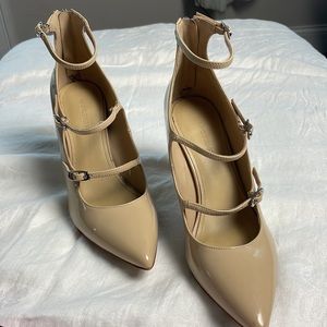 Marc Fisher patent leather triple buckle heel
